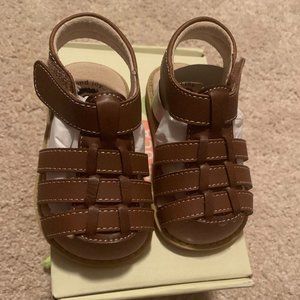 Livie & Luca Fisherman Finn Leather Sandals in Mocha Sz 4